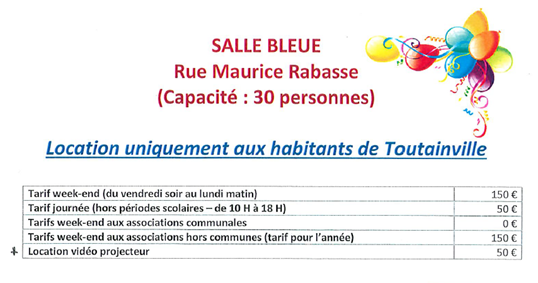 tarifs salle bleue